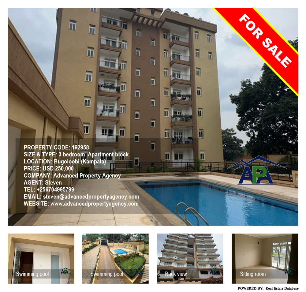 3 bedroom Apartment block  for sale in Bugoloobi Kampala Uganda, code: 192958