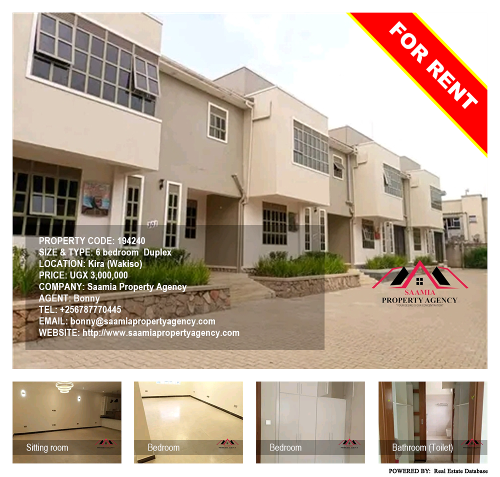 6 bedroom Duplex  for rent in Kira Wakiso Uganda, code: 194240