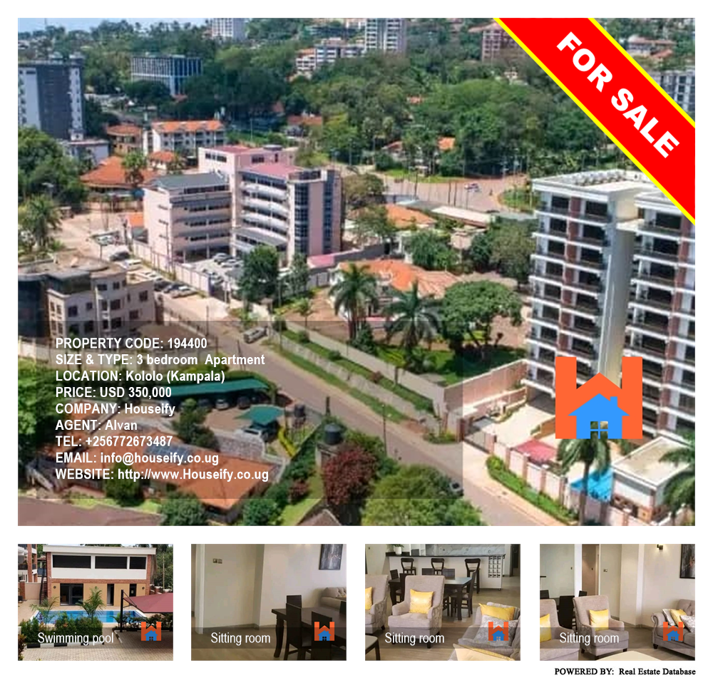3 bedroom Apartment  for sale in Kololo Kampala Uganda, code: 194400