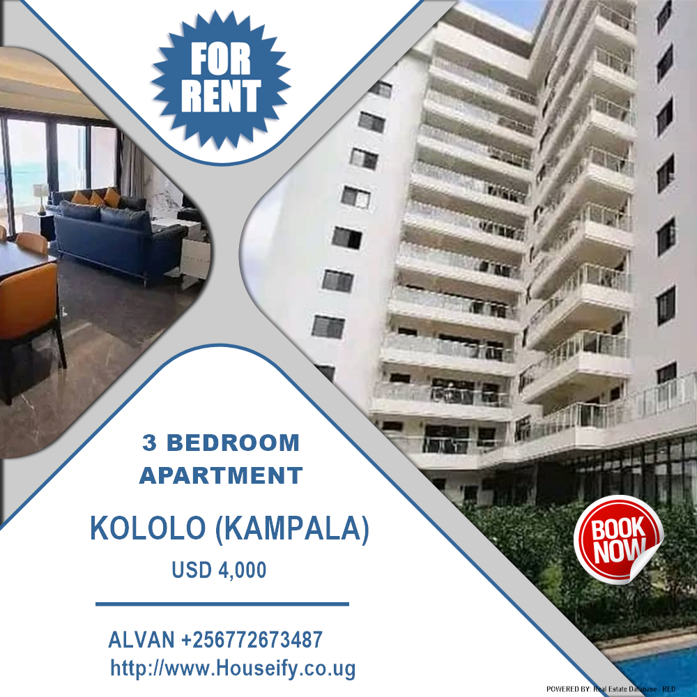 3 bedroom Apartment  for rent in Kololo Kampala Uganda, code: 194427