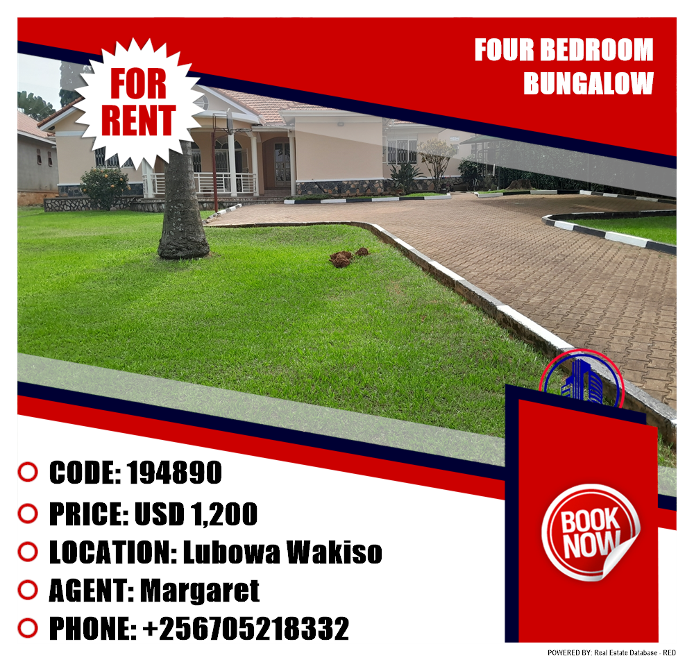 4 bedroom Bungalow  for rent in Lubowa Wakiso Uganda, code: 194890