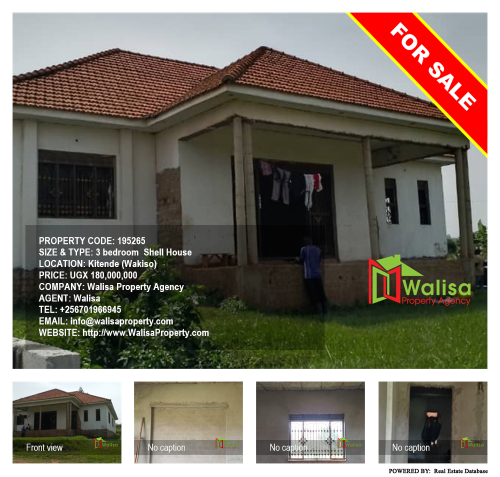 3 bedroom Shell House  for sale in Kitende Wakiso Uganda, code: 195265