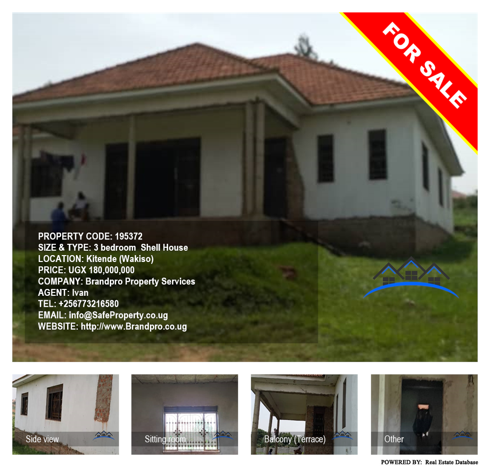 3 bedroom Shell House  for sale in Kitende Wakiso Uganda, code: 195372
