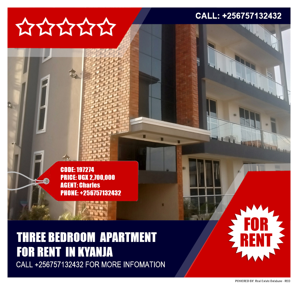 3 bedroom Apartment  for rent in Kyanja Kampala Uganda, code: 197274