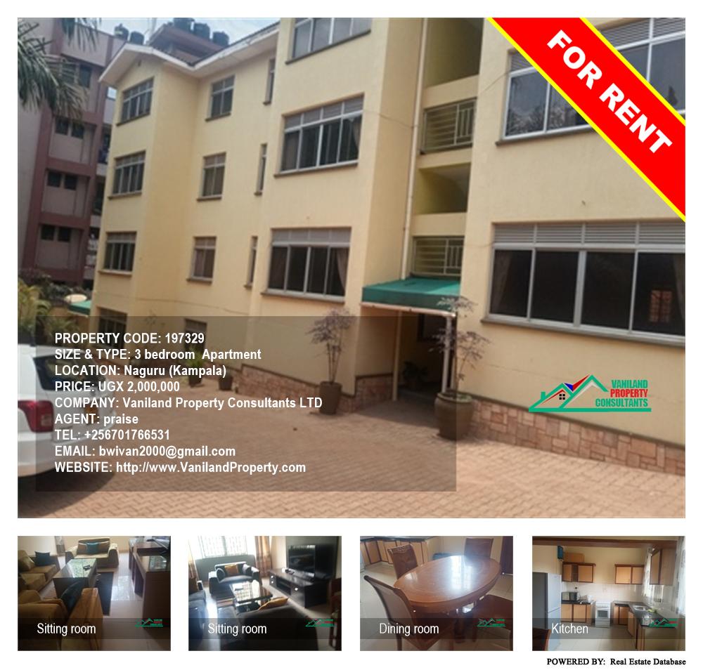 3 bedroom Apartment  for rent in Naguru Kampala Uganda, code: 197329