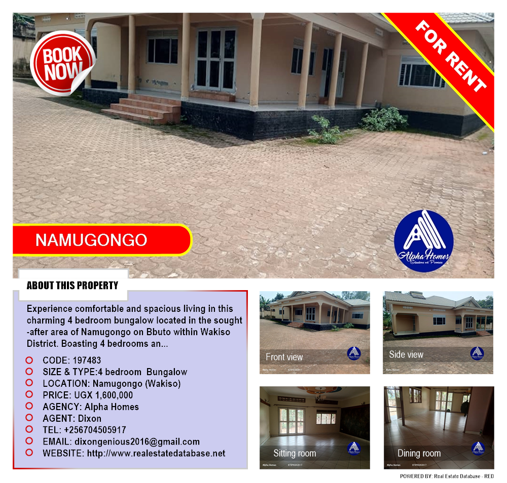 4 bedroom Bungalow  for rent in Namugongo Wakiso Uganda, code: 197483