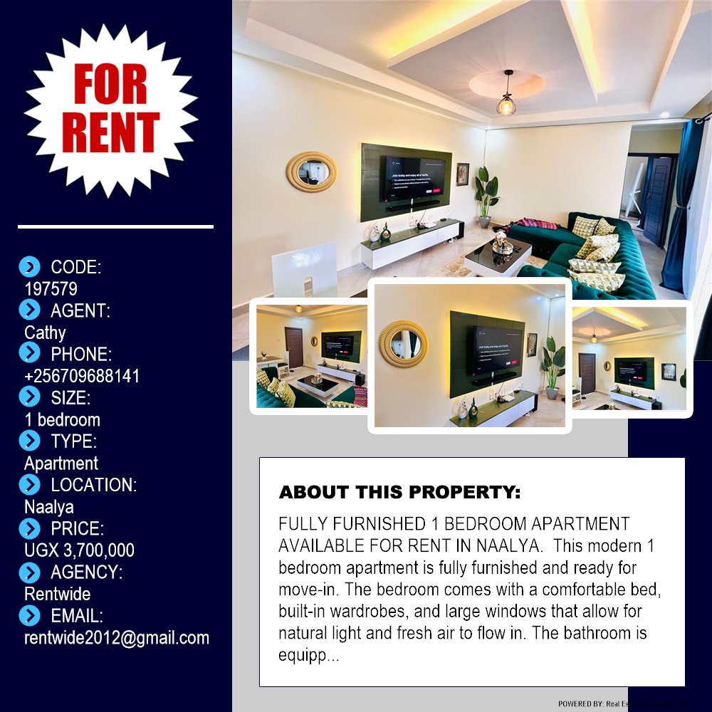 1 bedroom Apartment  for rent in Naalya Wakiso Uganda, code: 197579