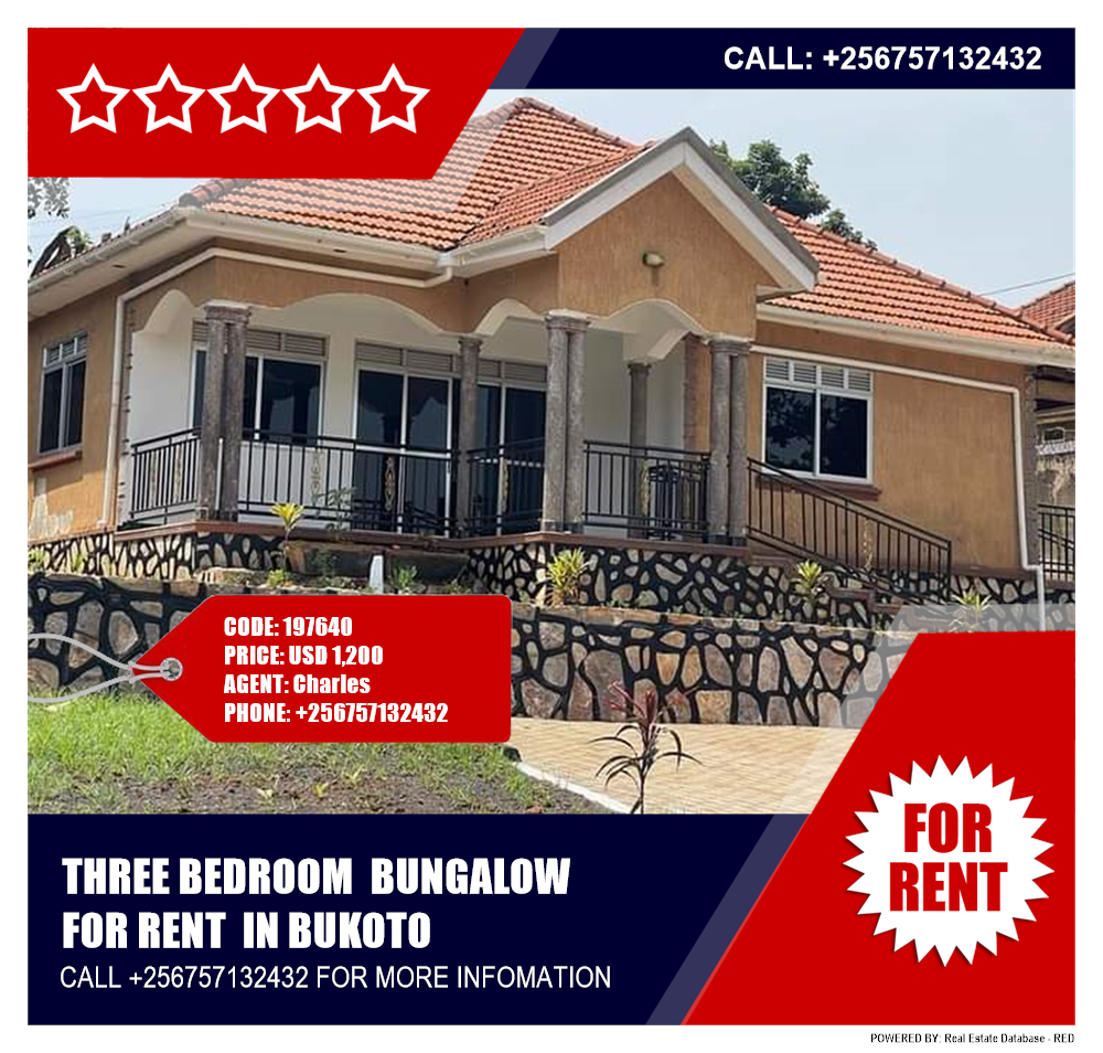3 bedroom Bungalow  for rent in Bukoto Kampala Uganda, code: 197640
