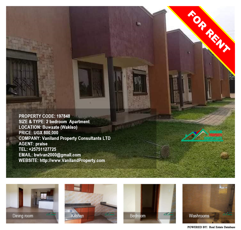 2 bedroom Apartment  for rent in Buwaate Wakiso Uganda, code: 197848