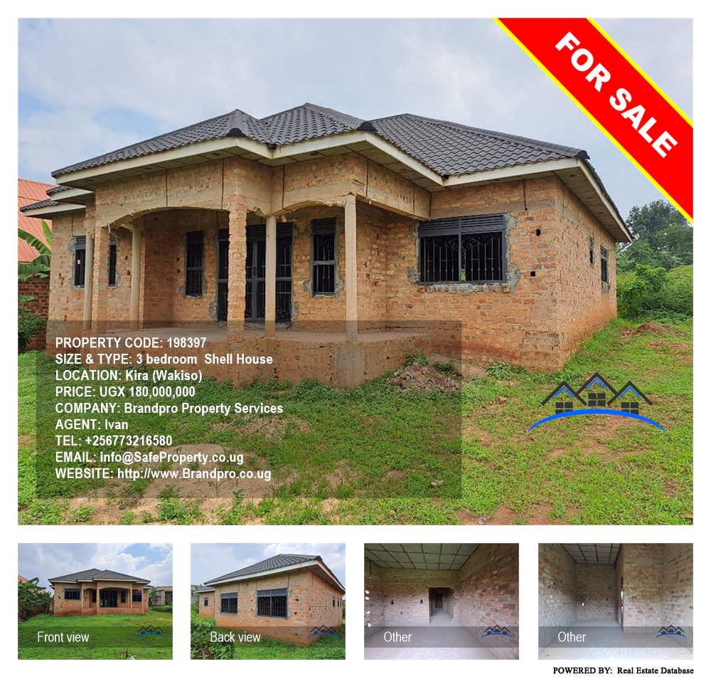 3 bedroom Shell House  for sale in Kira Wakiso Uganda, code: 198397