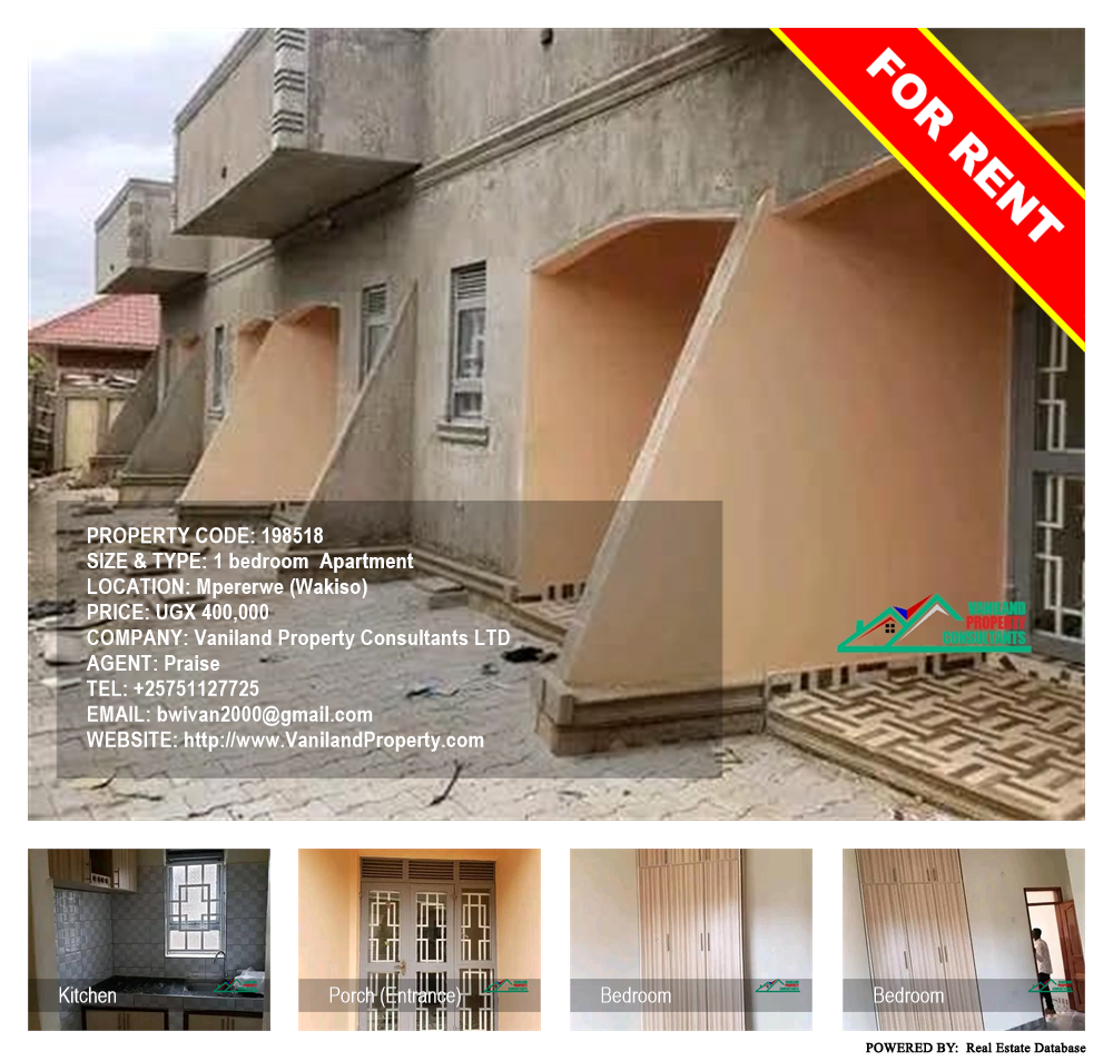 1 bedroom Apartment  for rent in Mpererwe Wakiso Uganda, code: 198518