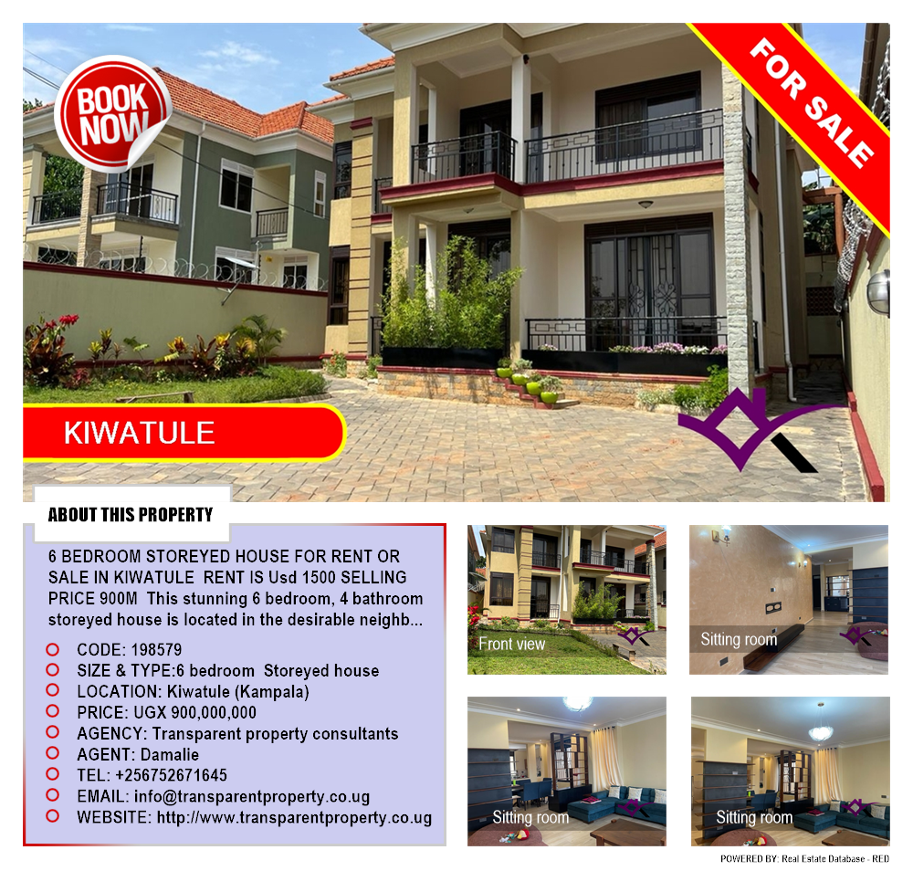 6 bedroom Storeyed house  for sale in Kiwaatule Kampala Uganda, code: 198579