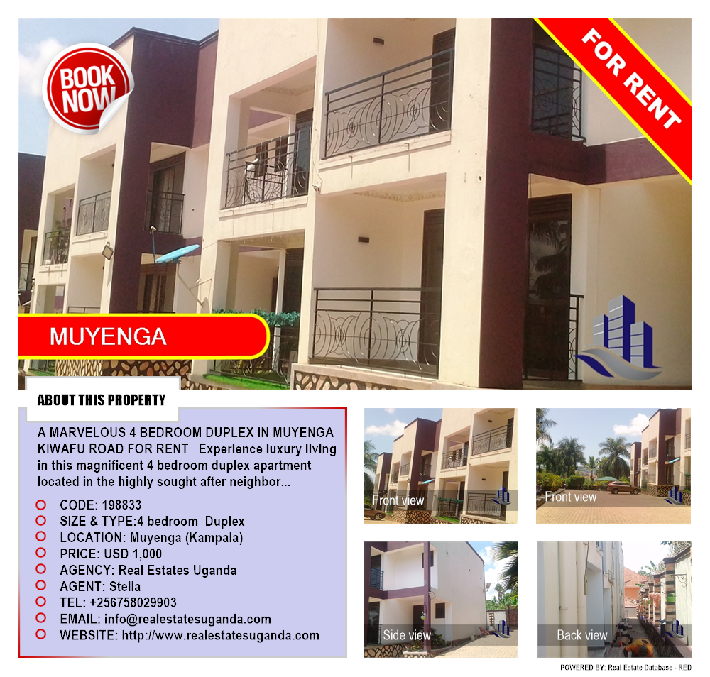 4 bedroom Duplex  for rent in Muyenga Kampala Uganda, code: 198833