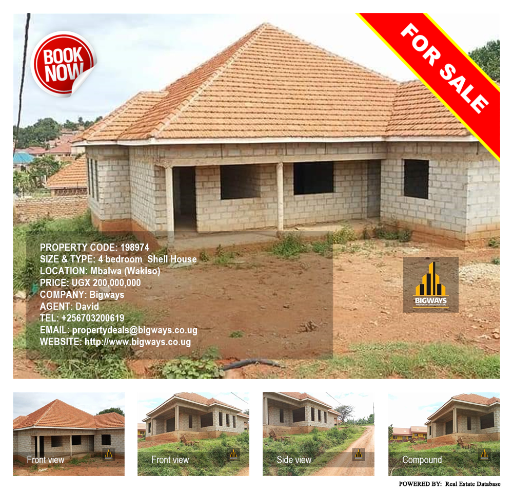4 bedroom Shell House  for sale in Mbalwa Wakiso Uganda, code: 198974