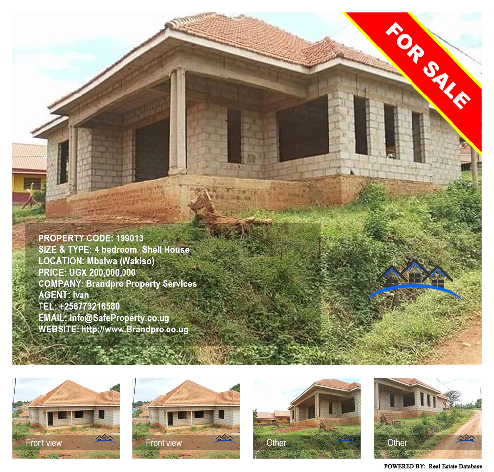 4 bedroom Shell House  for sale in Mbalwa Wakiso Uganda, code: 199013