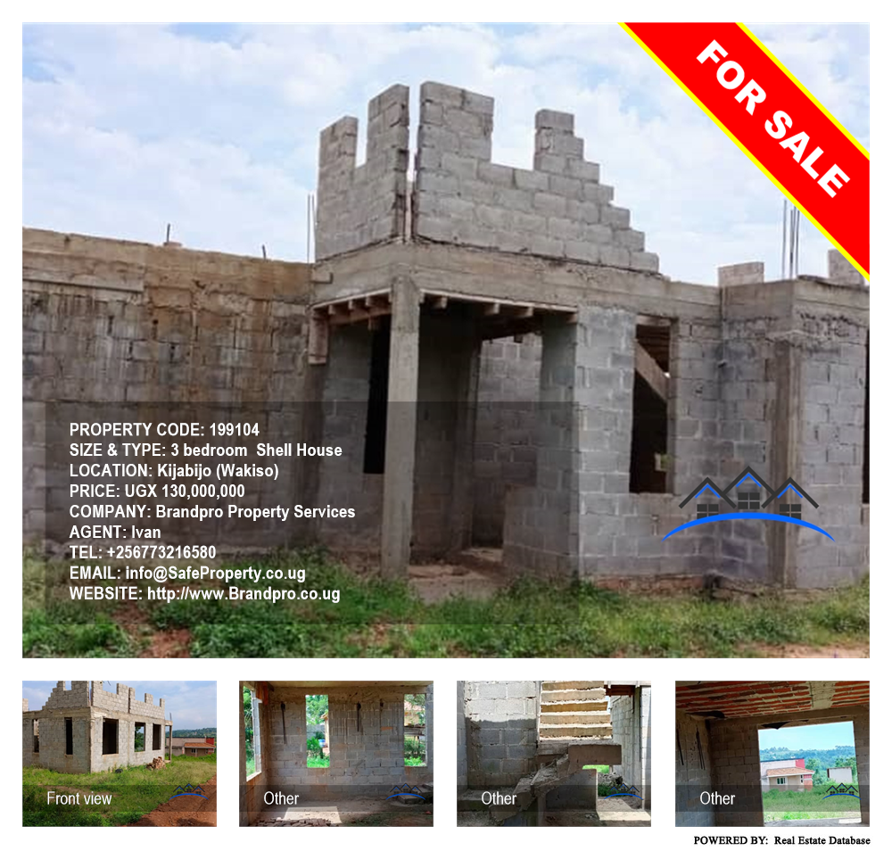 3 bedroom Shell House  for sale in Kijabijo Wakiso Uganda, code: 199104