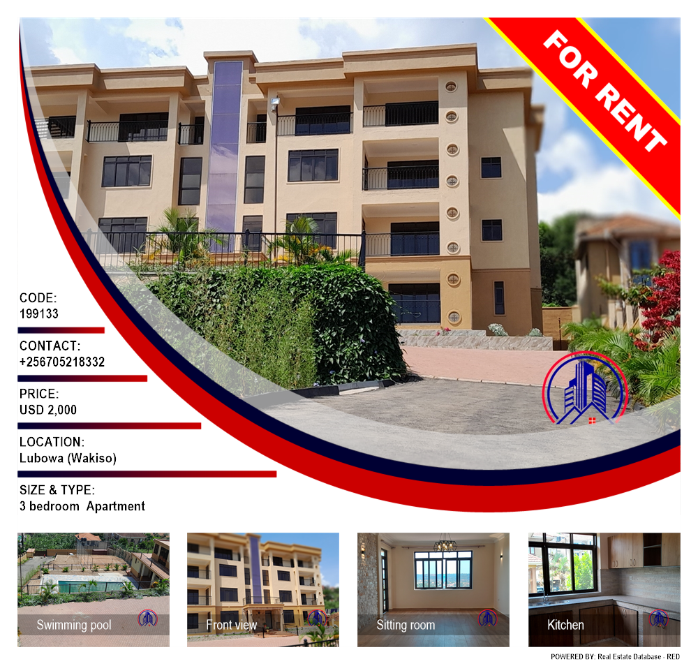 3 bedroom Apartment  for rent in Lubowa Wakiso Uganda, code: 199133