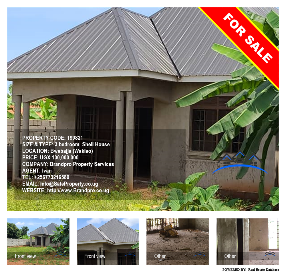 3 bedroom Shell House  for sale in Bwebajja Wakiso Uganda, code: 199821