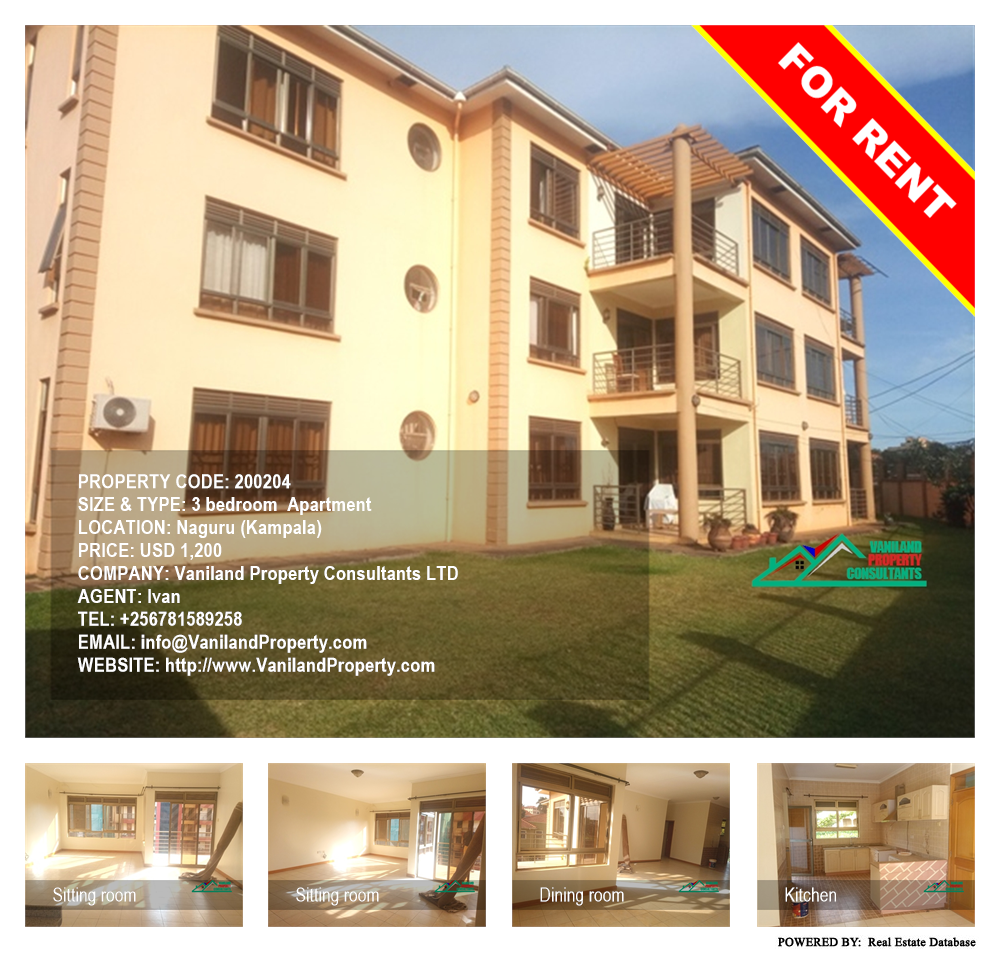 3 bedroom Apartment  for rent in Naguru Kampala Uganda, code: 200204