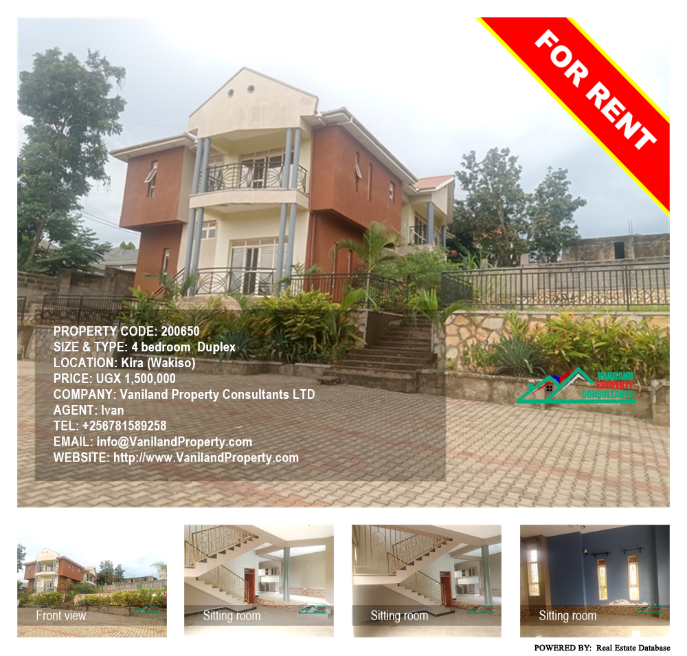 4 bedroom Duplex  for rent in Kira Wakiso Uganda, code: 200650