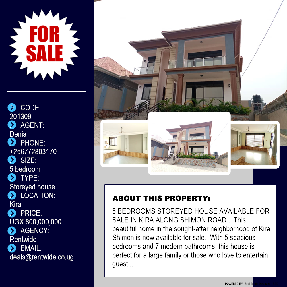 5 bedroom Storeyed house  for sale in Kira Wakiso Uganda, code: 201309