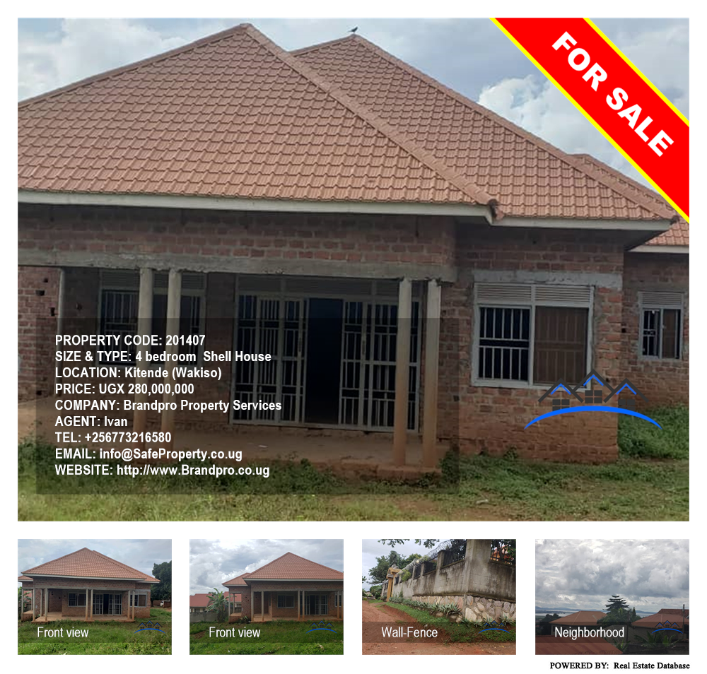 4 bedroom Shell House  for sale in Kitende Wakiso Uganda, code: 201407