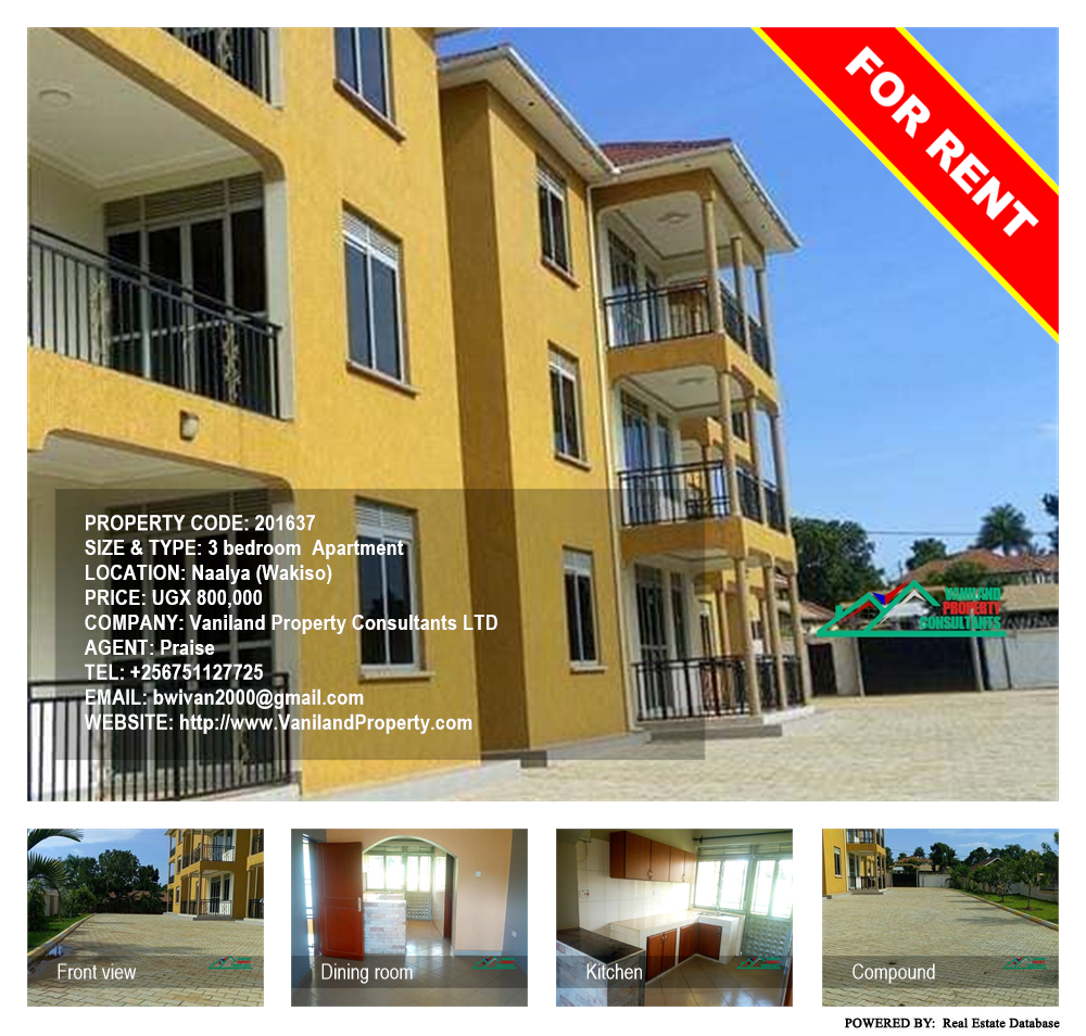 3 bedroom Apartment  for rent in Naalya Wakiso Uganda, code: 201637