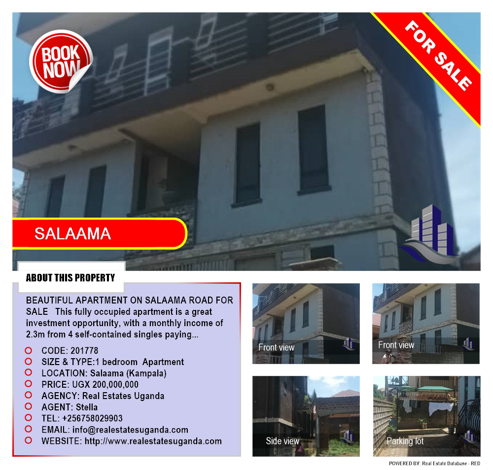 1 bedroom Apartment  for sale in Salaama Kampala Uganda, code: 201778