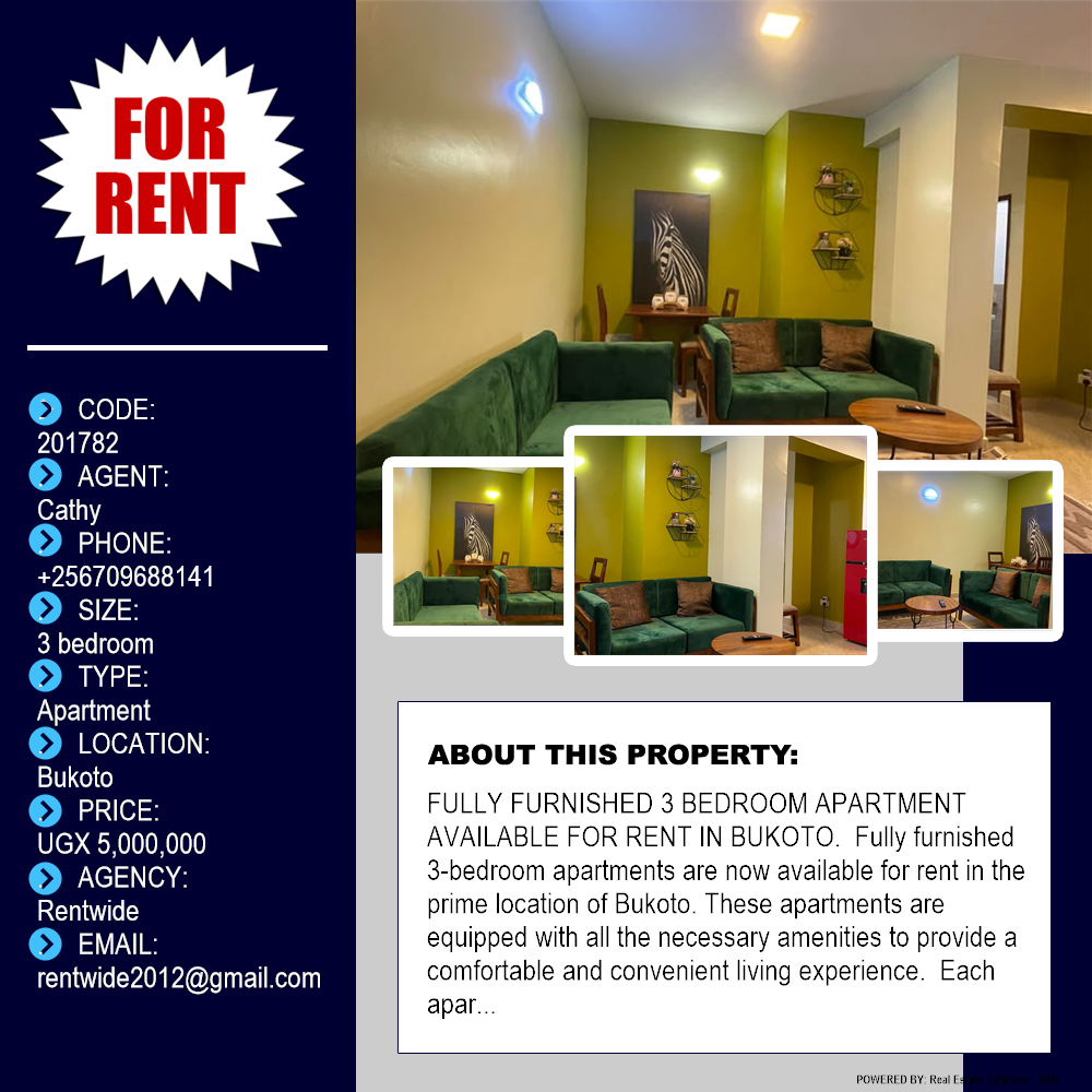 3 bedroom Apartment  for rent in Bukoto Kampala Uganda, code: 201782
