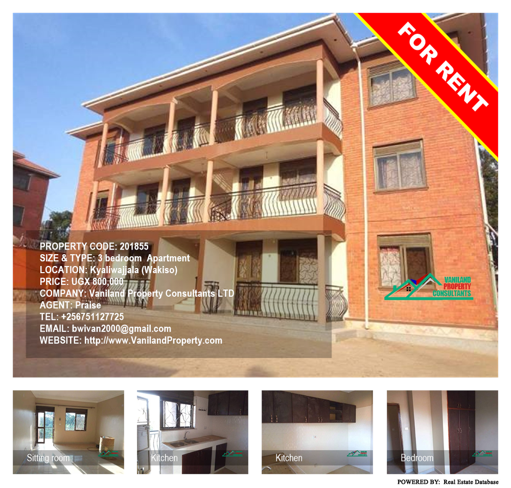 3 bedroom Apartment  for rent in Kyaliwajjala Wakiso Uganda, code: 201855
