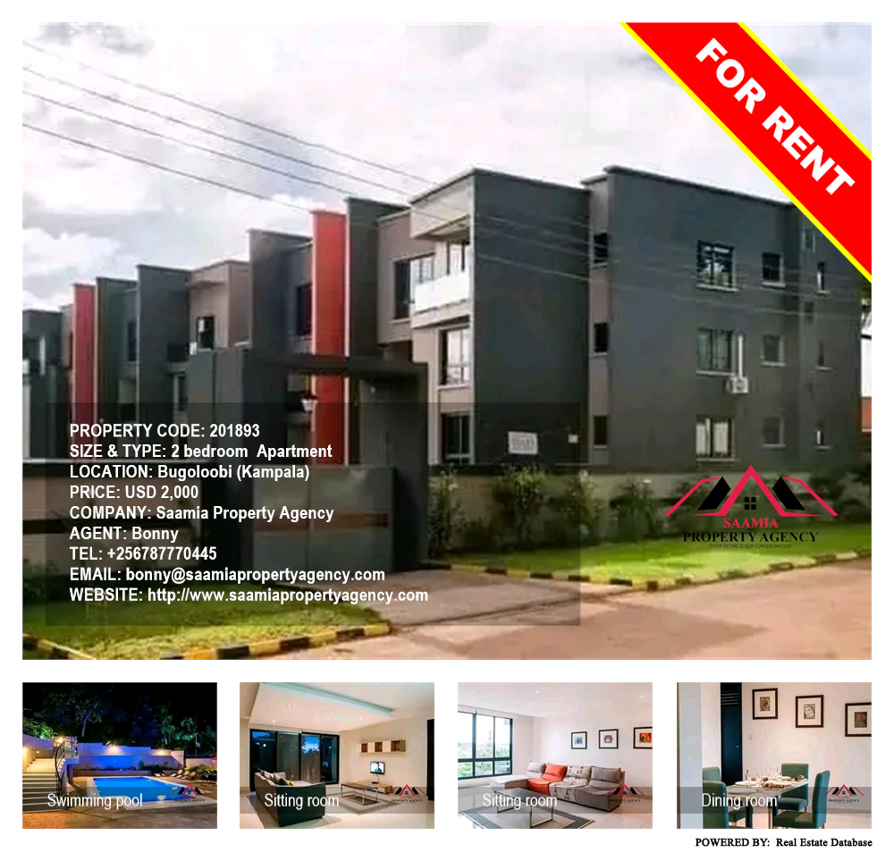 2 bedroom Apartment  for rent in Bugoloobi Kampala Uganda, code: 201893