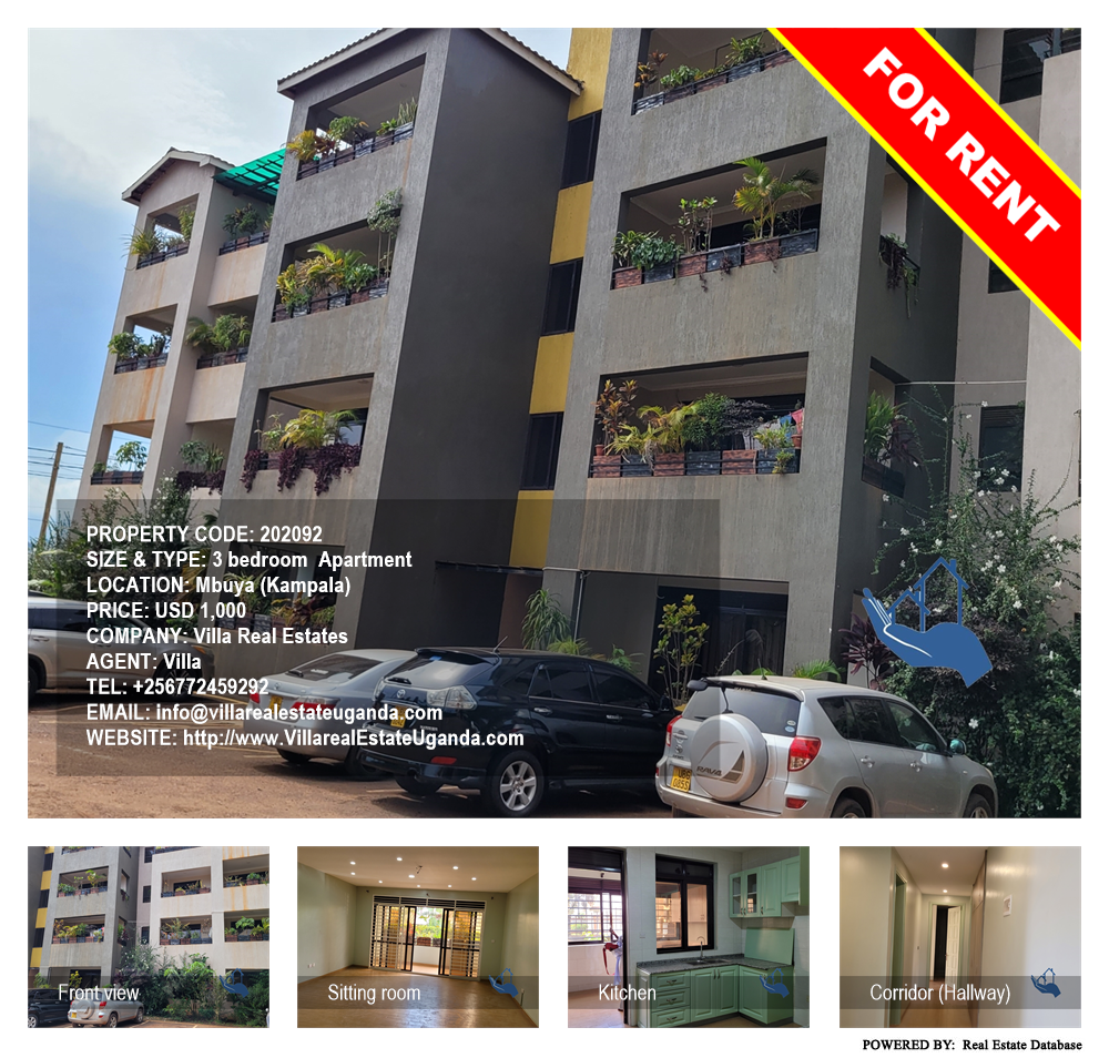 3 bedroom Apartment  for rent in Mbuya Kampala Uganda, code: 202092