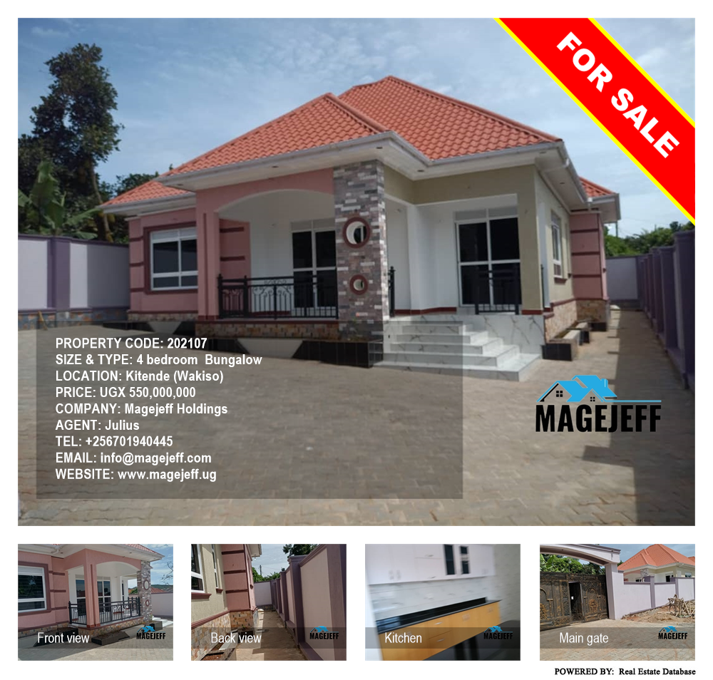 4 bedroom Bungalow  for sale in Kitende Wakiso Uganda, code: 202107
