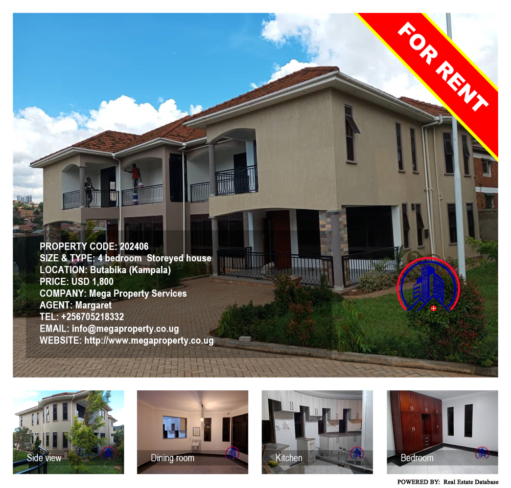 4 bedroom Storeyed house  for rent in Butabika Kampala Uganda, code: 202406