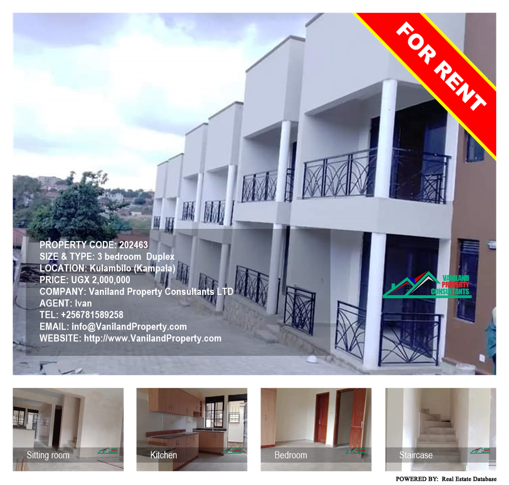 3 bedroom Duplex  for rent in Kulambilo Kampala Uganda, code: 202463