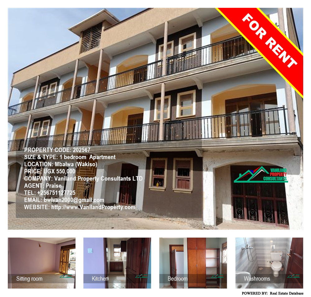 1 bedroom Apartment  for rent in Mbalwa Wakiso Uganda, code: 202567