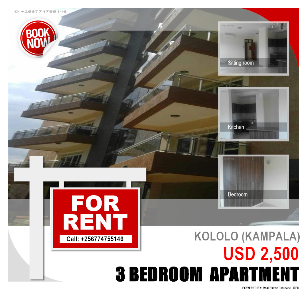 3 bedroom Apartment  for rent in Kololo Kampala Uganda, code: 22207