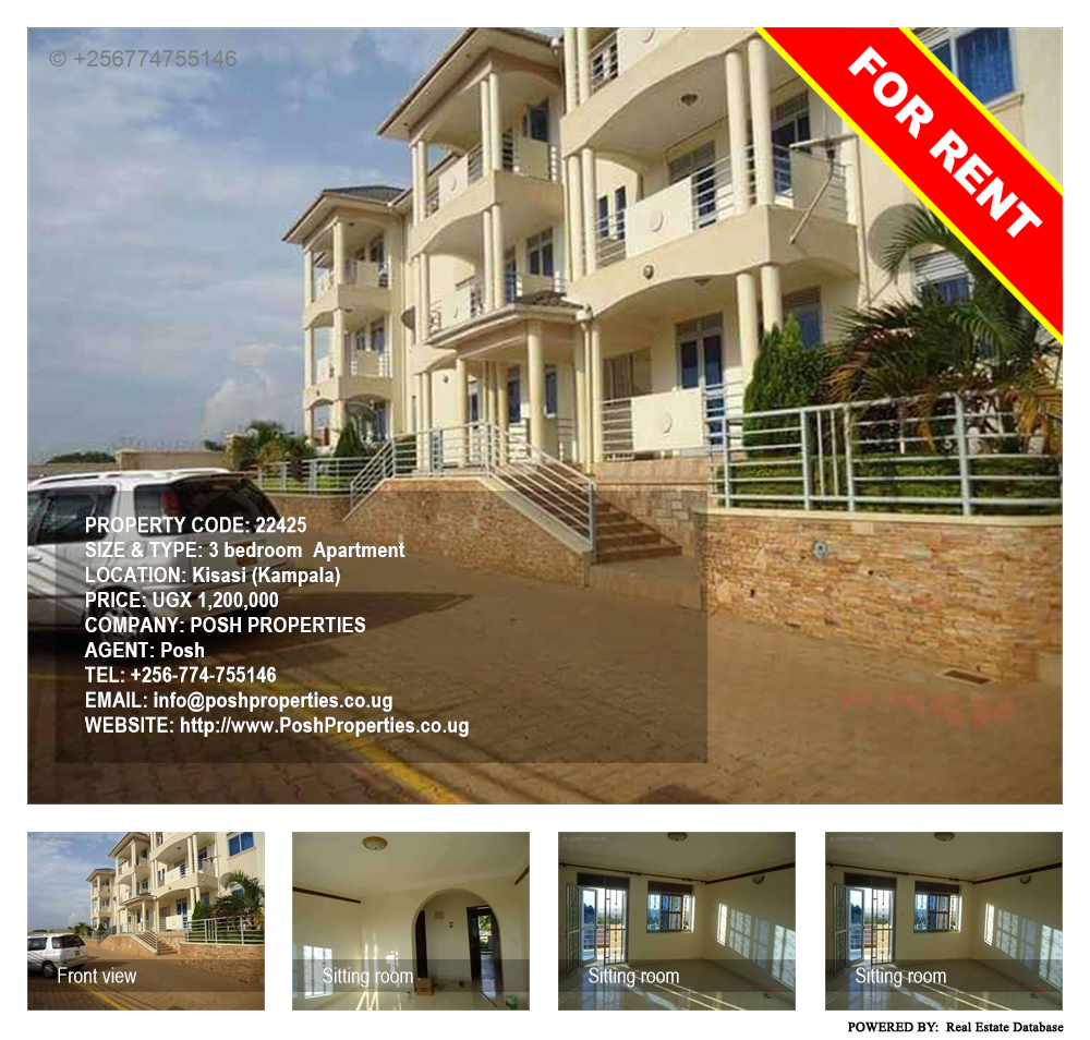 3 bedroom Apartment  for rent in Kisaasi Kampala Uganda, code: 22425