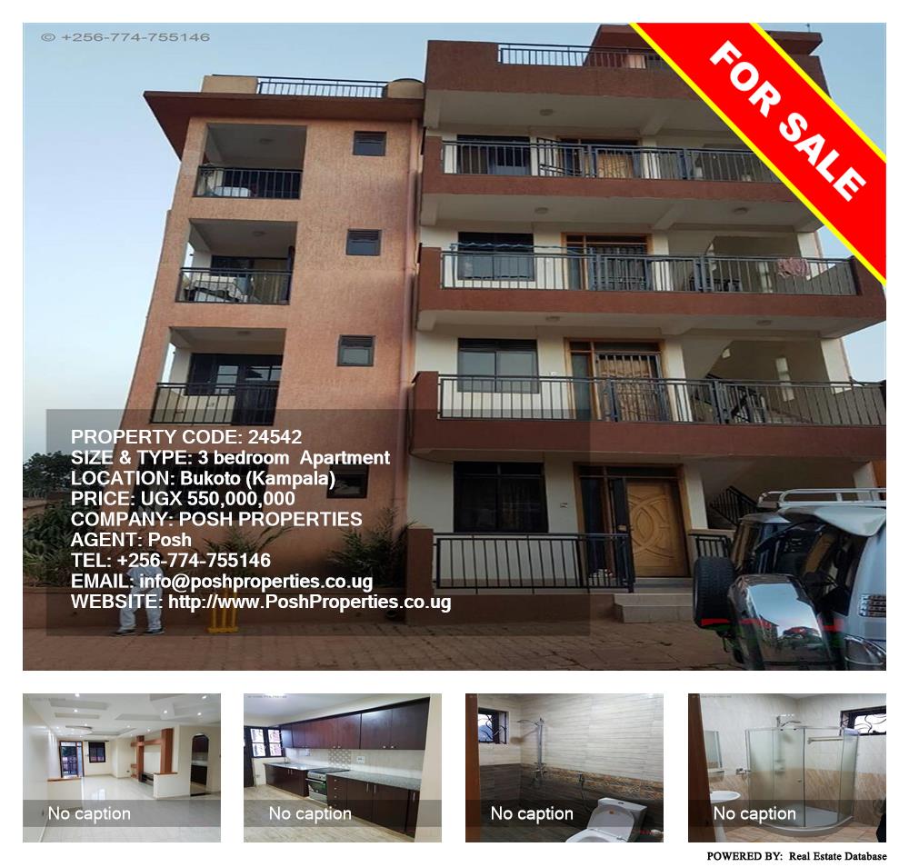 3 bedroom Apartment  for sale in Bukoto Kampala Uganda, code: 24542