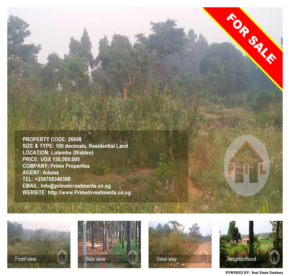 Residential Land  for sale in Lutembe Wakiso Uganda, code: 26006
