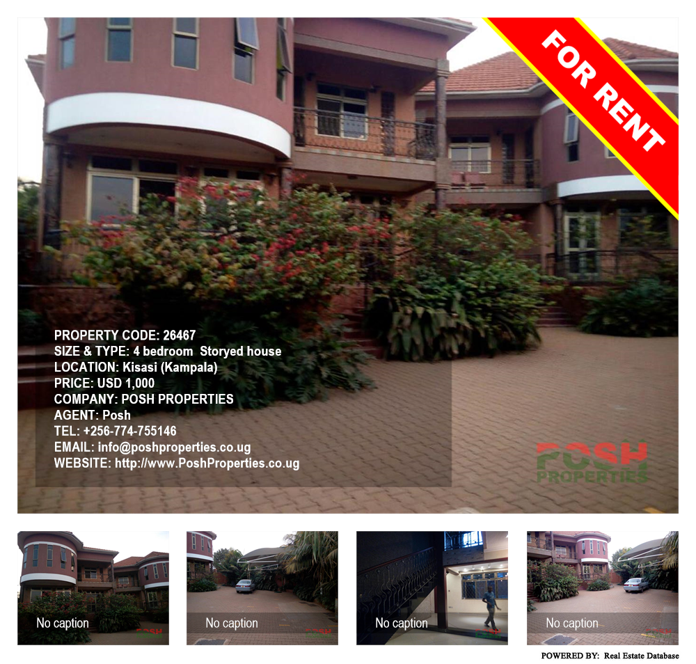 4 bedroom Storeyed house  for rent in Kisaasi Kampala Uganda, code: 26467