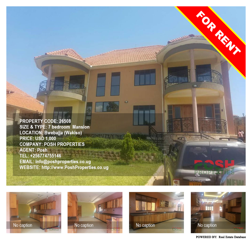 7 bedroom Mansion  for rent in Bwebajja Wakiso Uganda, code: 26508