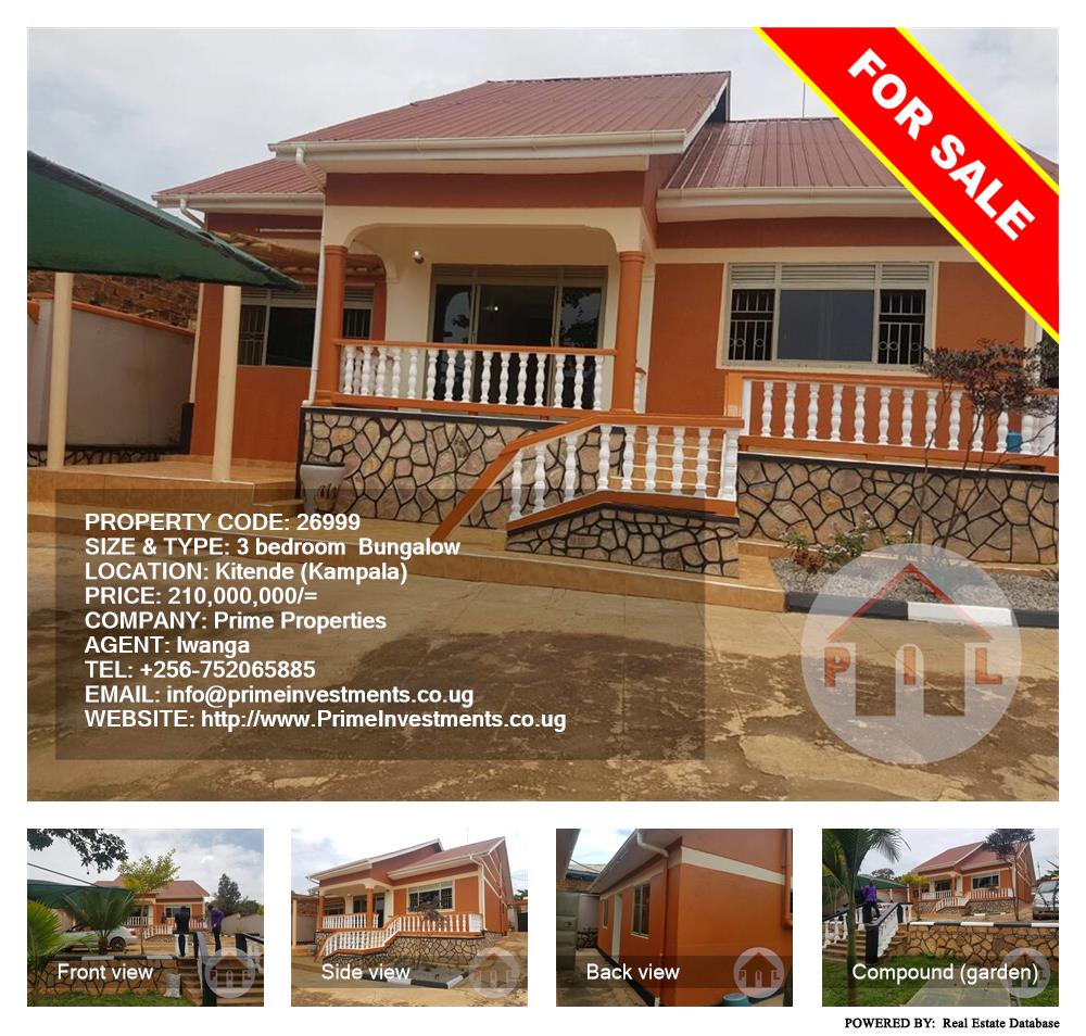 3 bedroom Bungalow  for sale in Kitende Kampala Uganda, code: 26999