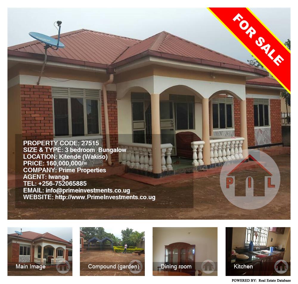 3 bedroom Bungalow  for sale in Kitende Wakiso Uganda, code: 27515