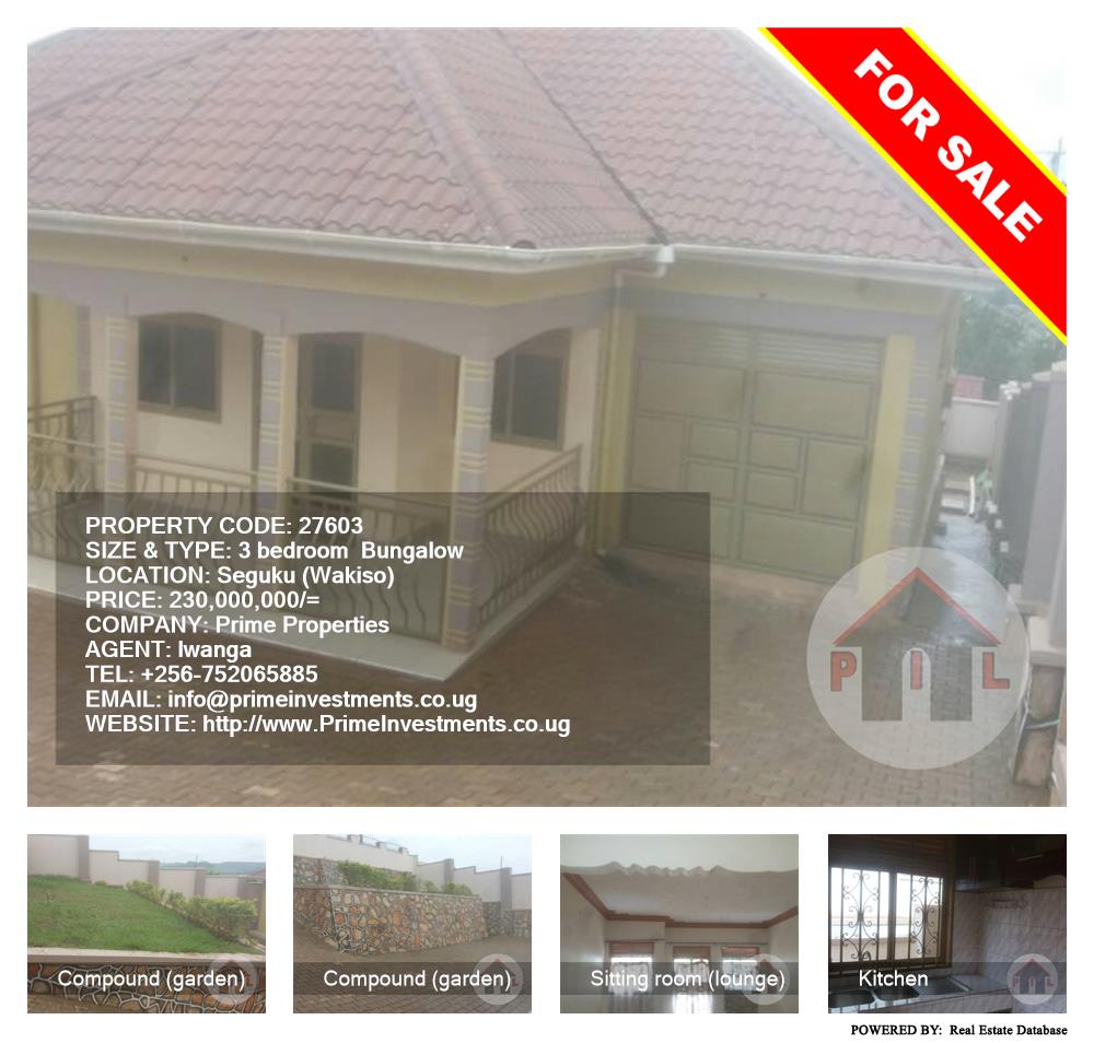 3 bedroom Bungalow  for sale in Seguku Wakiso Uganda, code: 27603