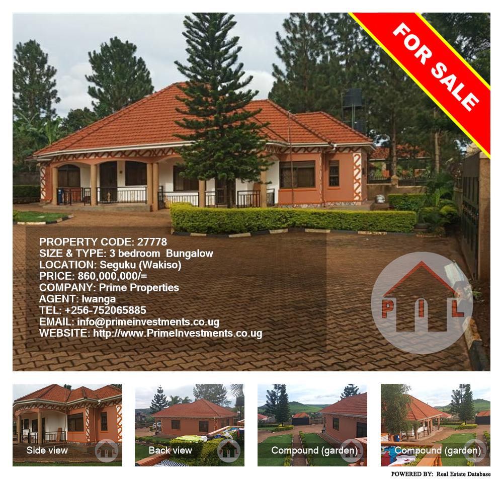 3 bedroom Bungalow  for sale in Seguku Wakiso Uganda, code: 27778