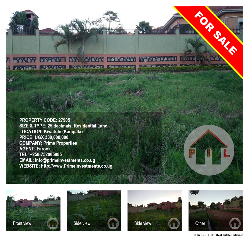 Residential Land  for sale in Kiwaatule Kampala Uganda, code: 27905