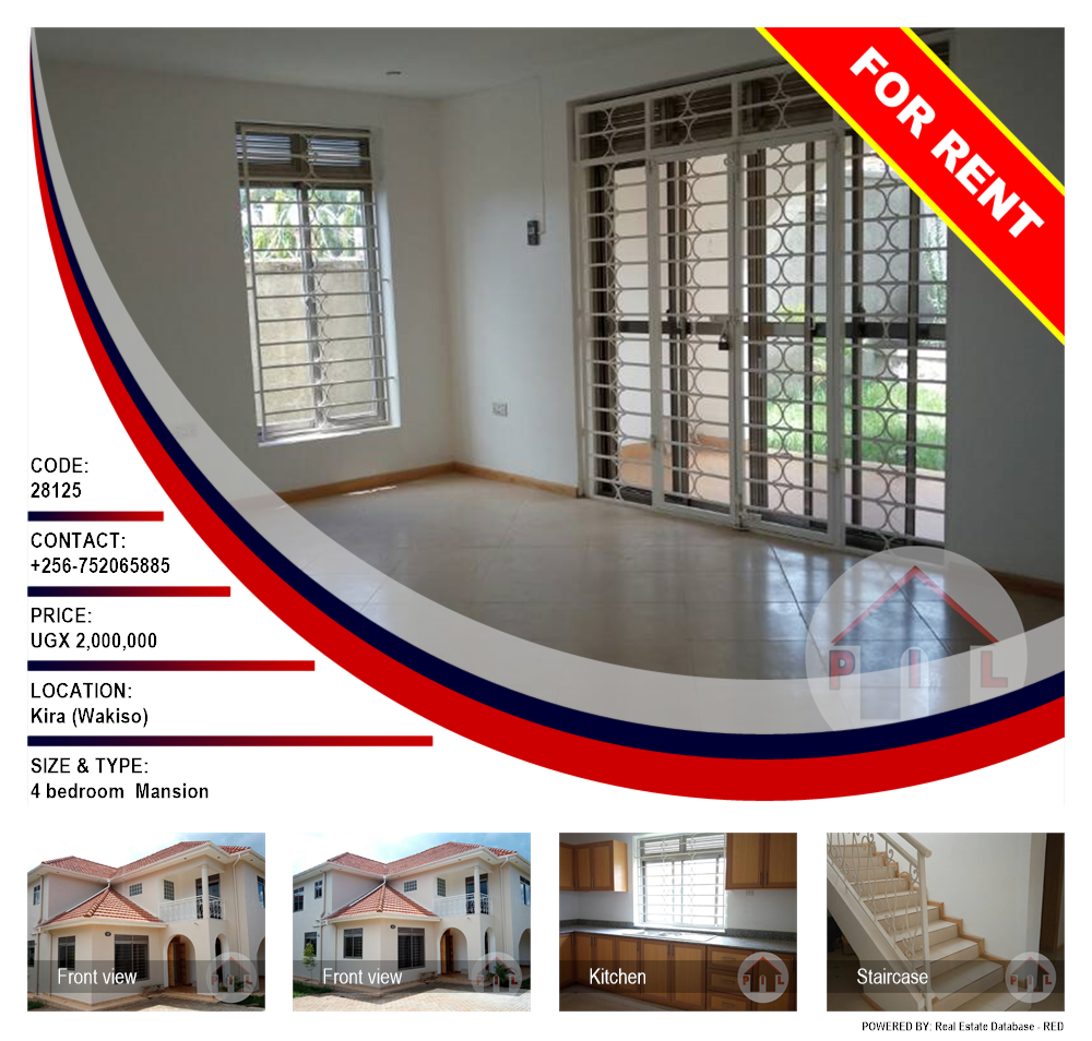 4 bedroom Mansion  for rent in Kira Wakiso Uganda, code: 28125