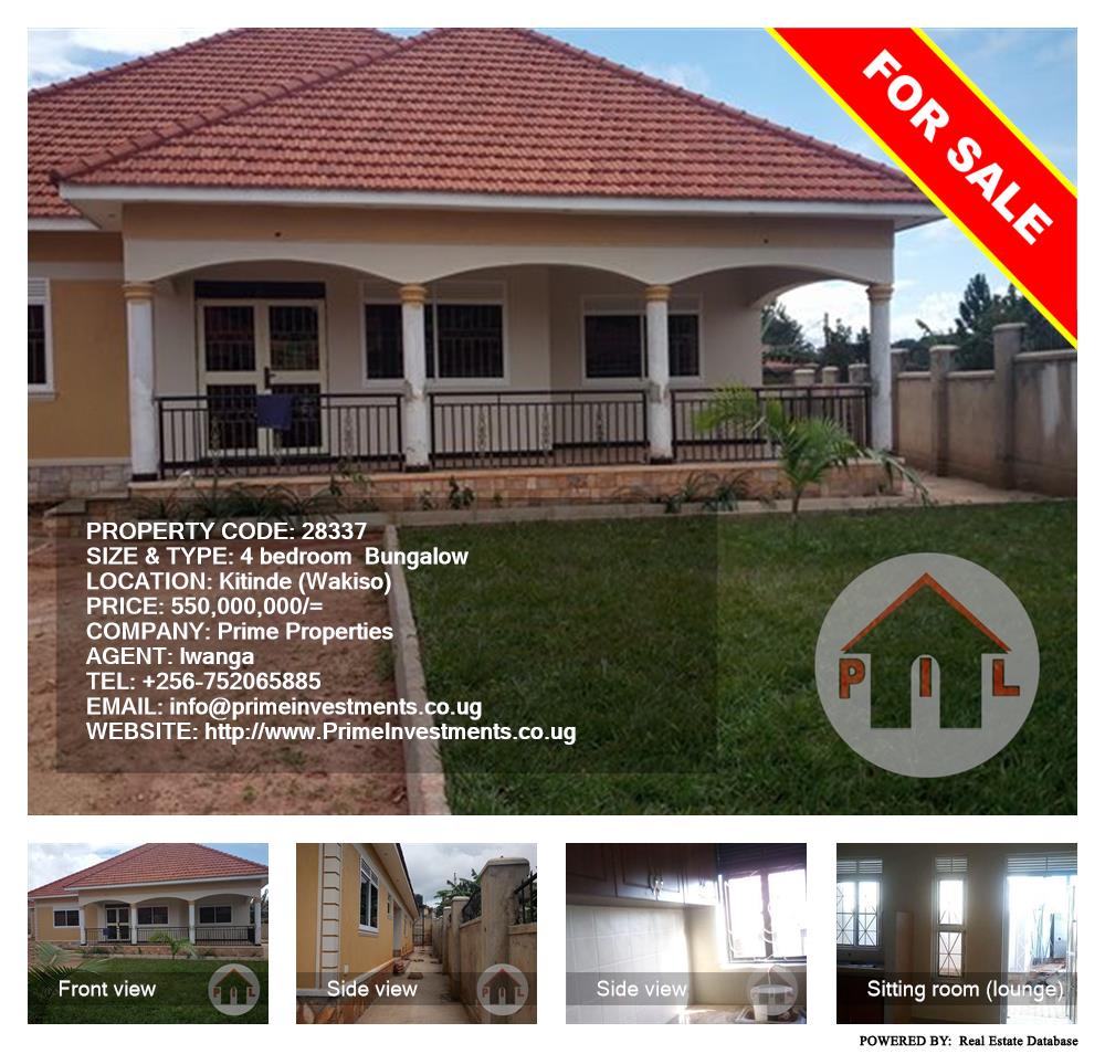 4 bedroom Bungalow  for sale in Kitinde Wakiso Uganda, code: 28337