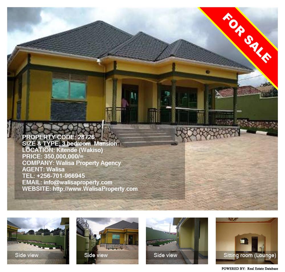 3 bedroom Mansion  for sale in Kitende Wakiso Uganda, code: 28726
